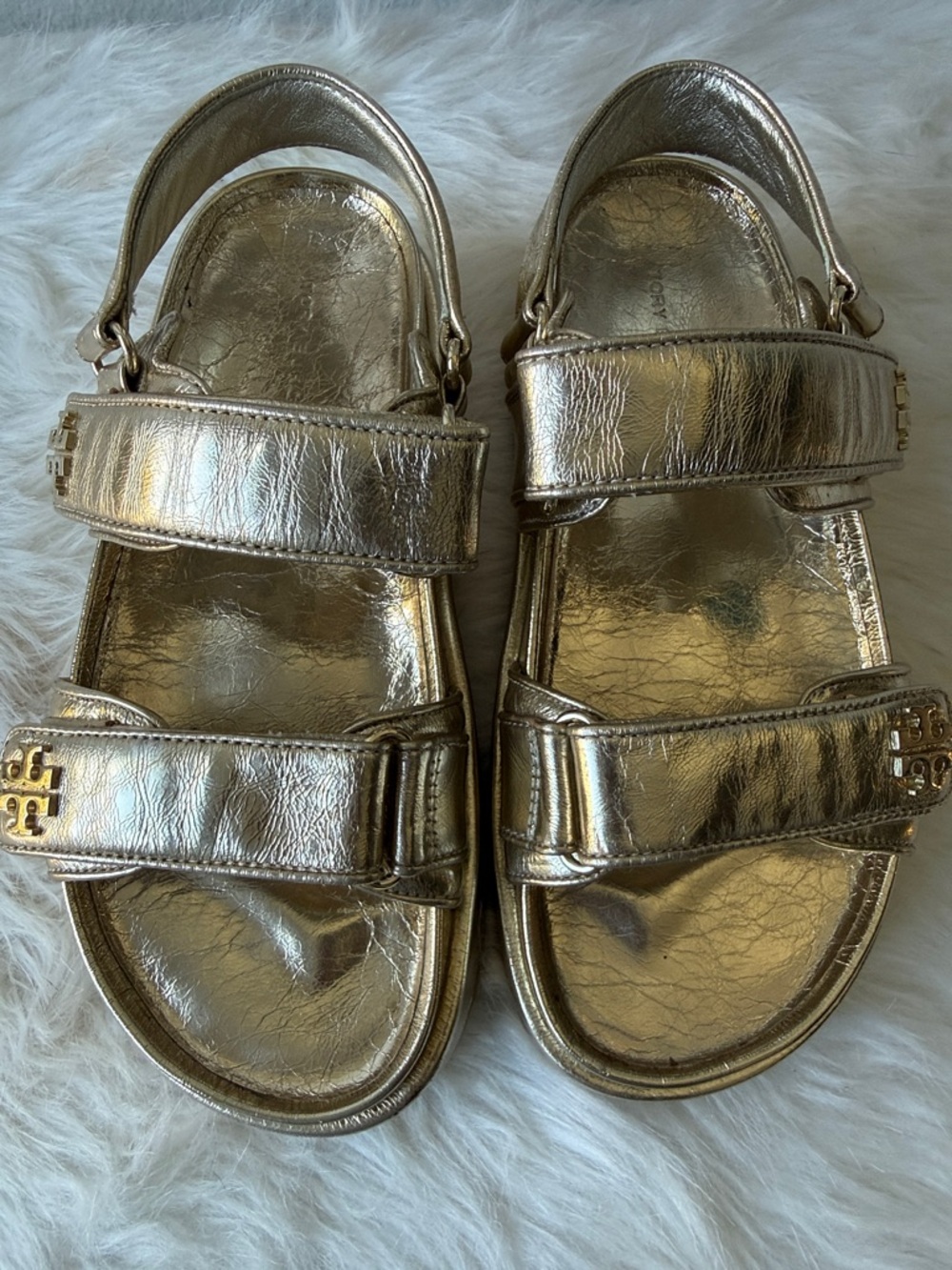 Tory Burch Metallic Gold Strap Sandals